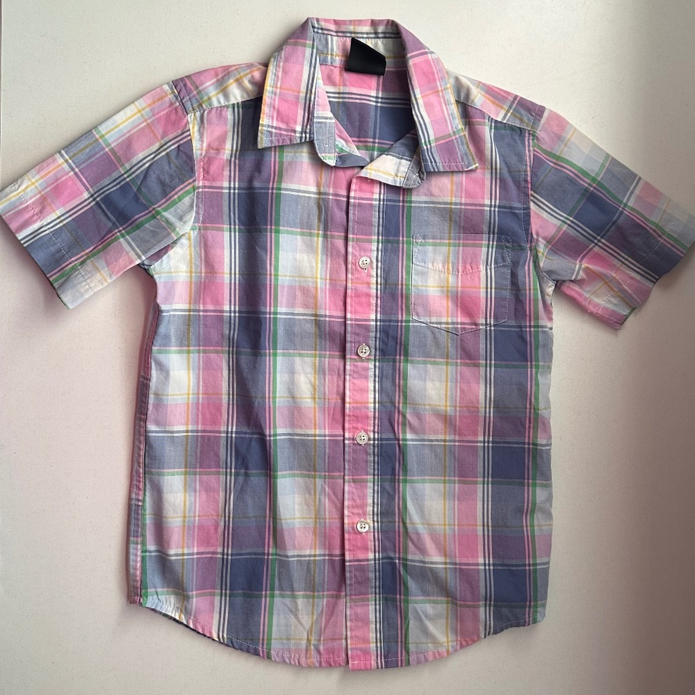 Wrangler Kid's Unisex Gingham Button Down‎ Shirt Size S/CH 6/7